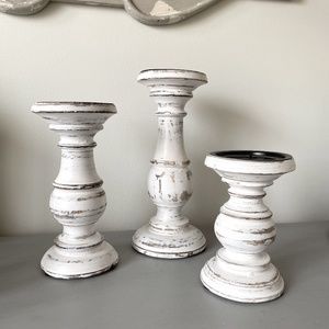 Set of 3 Rustic Pillar Candle Holders